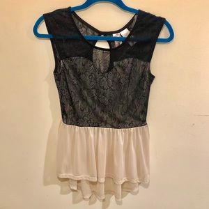 Charolotte Russe black and white sheer blouse